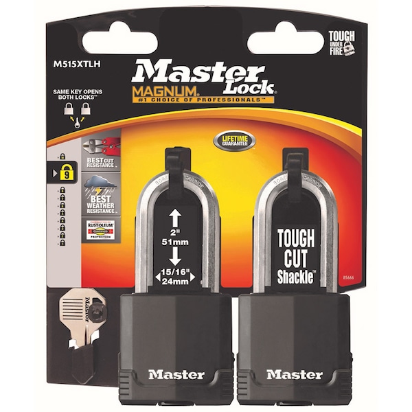 Master Lock Master Lock Magnum 2 in. H X 1-5 in. W X 2 in. L Steel Ball Bearing Locking Weather-Resistant Pad, PK2 M515XTLHCCSEN - main
